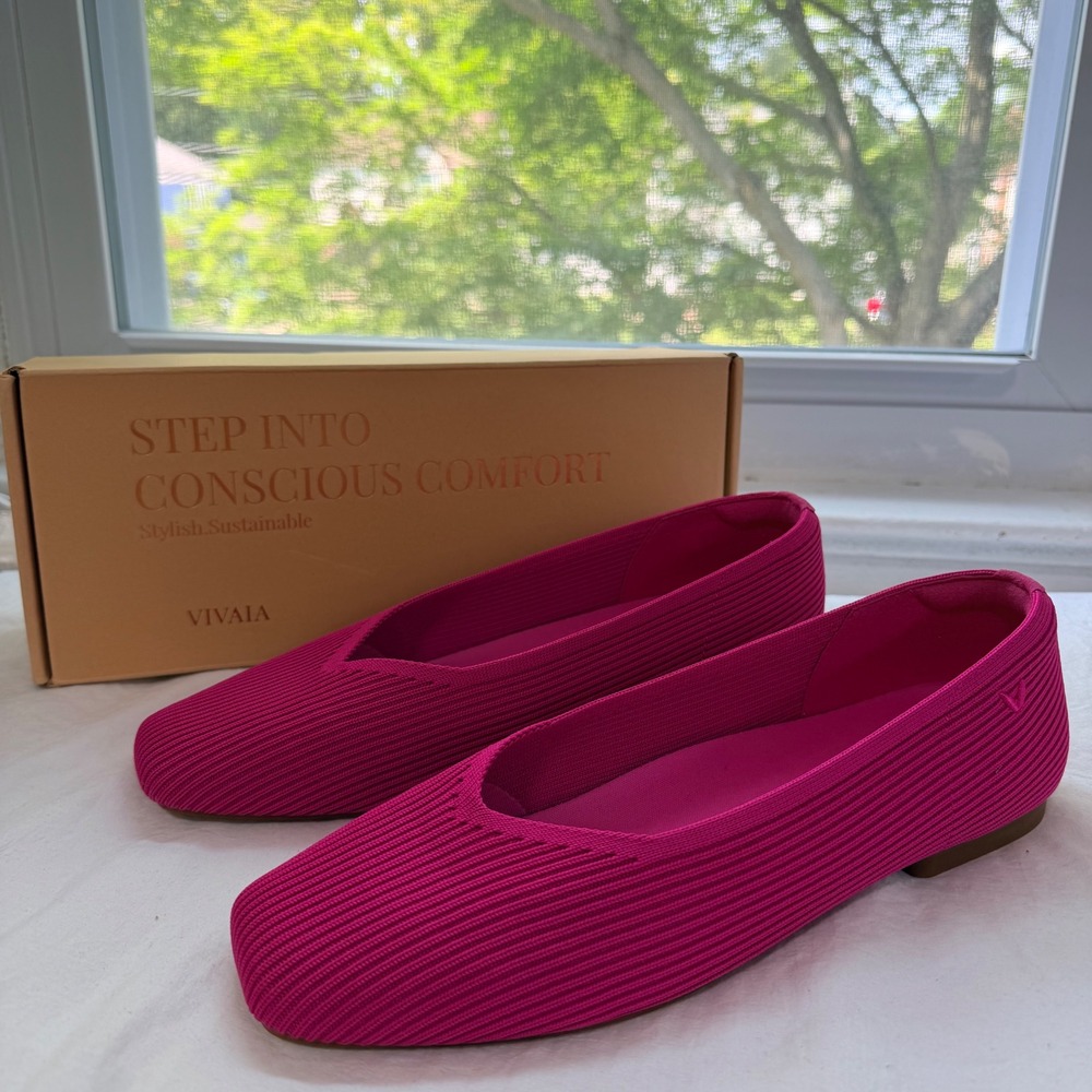 VIVAIA Margot 2.0 Pitaya Pink Knit Ballet Flats - Size EU 41.5 / US 10 / NWT - Picture 2 of 7